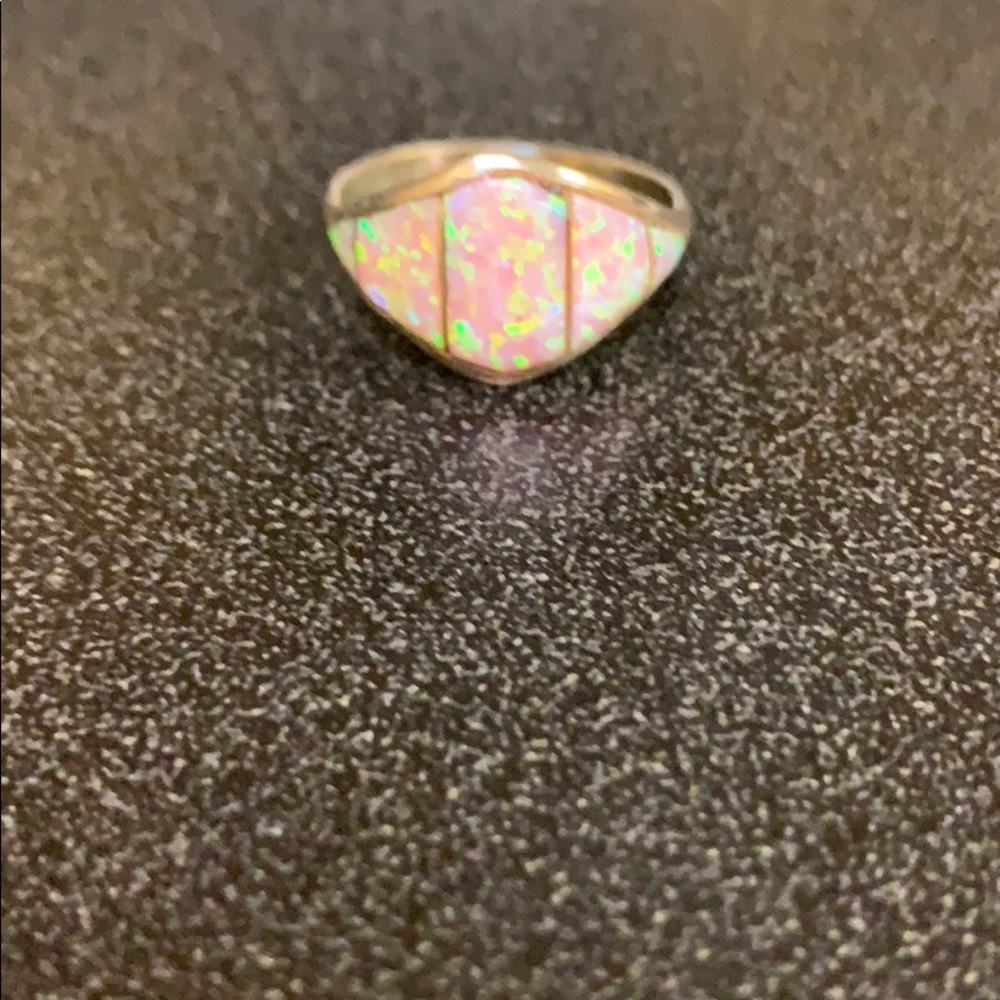Light Pink Opal Vertical Shield Ring
